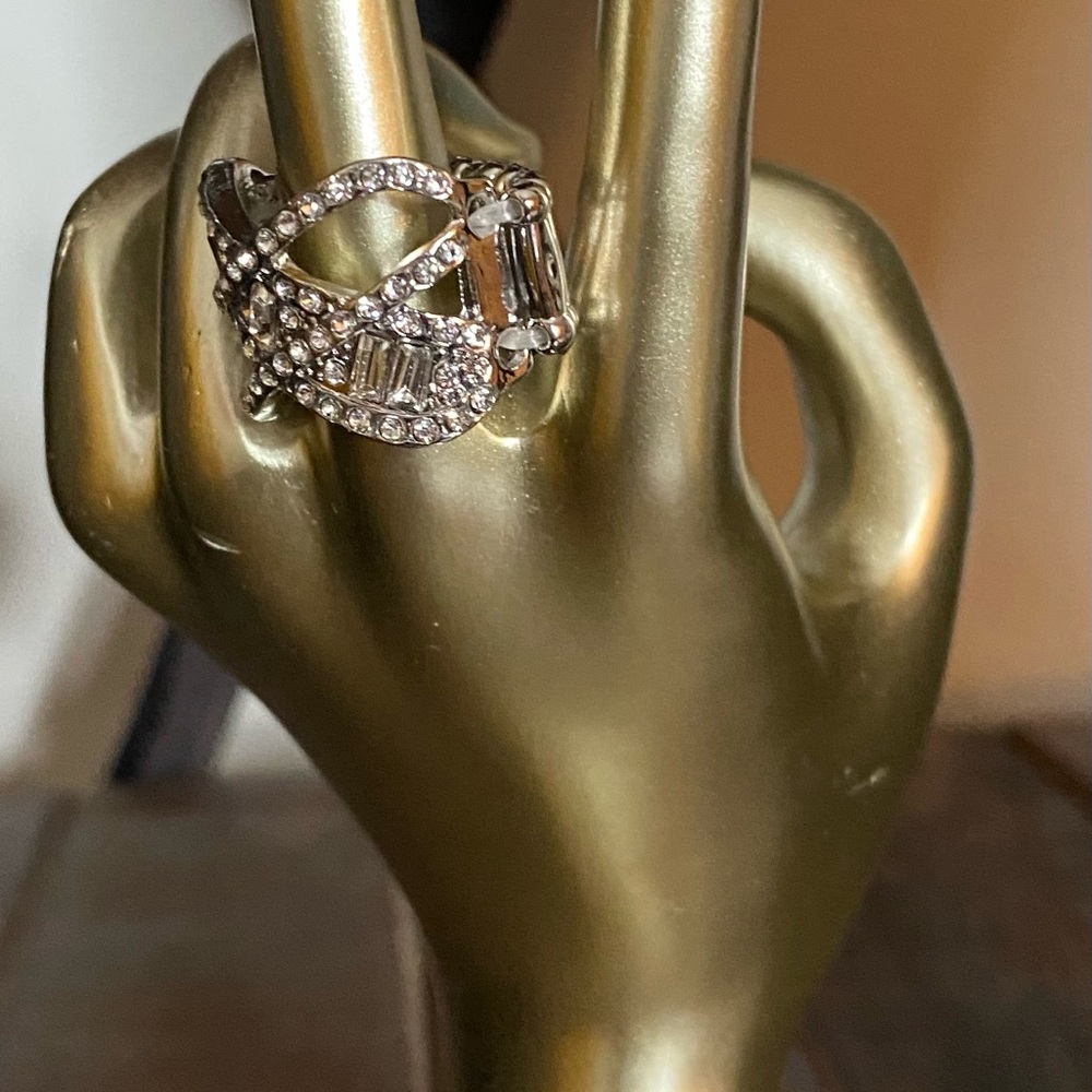 Silver tone Ring with Mini Rhinestones